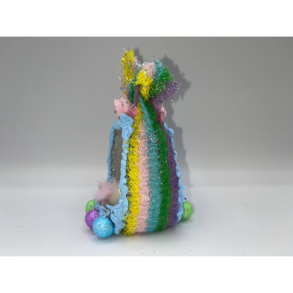 Vintage Ceramic Ornament Bunny Diorama Egg Greenbrier Pastel Eggs Flowers OOAK - Picture 4 of 13
